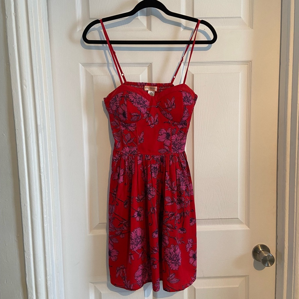 NWOT Red Floral Spaghetti Strap Dress